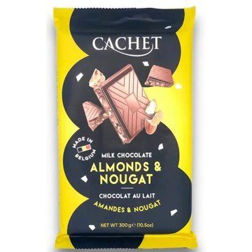 Шоколад Cachet молочний з мигдалем та нугою 300г 000804111 фото