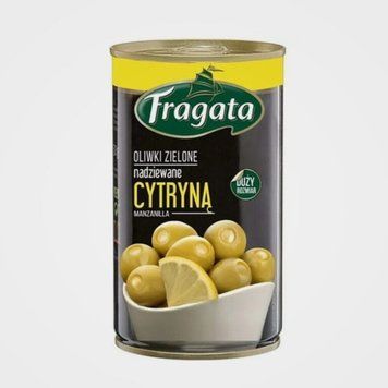 Оливки FRAGATA зеленые с лимоном, ж/б 300г 000804033 фото