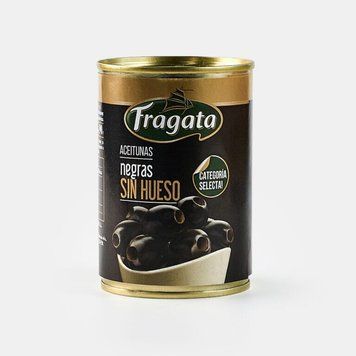 Оливки FRAGATA черные без косточки, ж/б 280г 000804034 фото