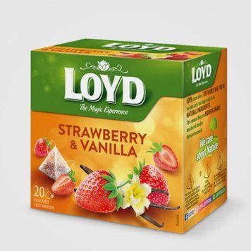 Чай фруктовий LOYD STRAWBERRY & VANILLA полуниця-ваніль, 40г (20 пірамідок) 000804097 фото